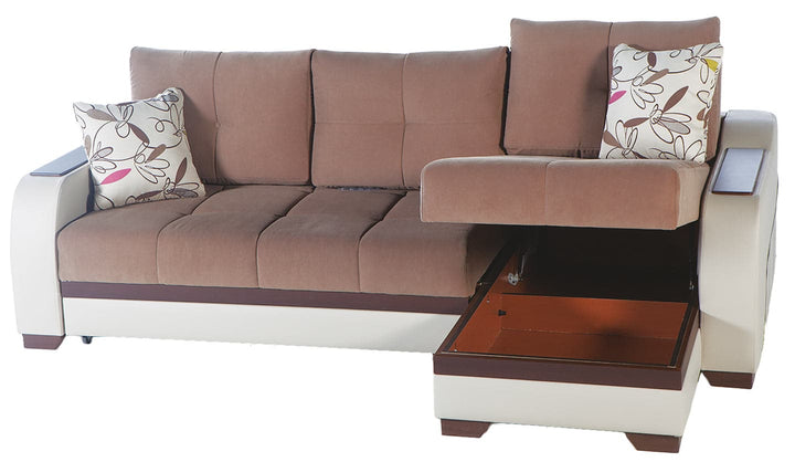 Contemporary Sectional Sofa with Performance Fabric and Leatherette